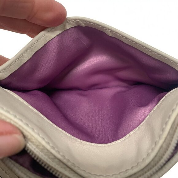 Coach Wristlet Pouch – Cream Leather Mini Zip Wallet - Picture 6 of 6